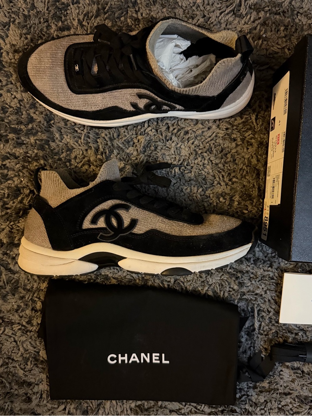 CHANEL Black and Gray Women Sneakers